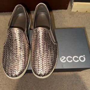 Ecco Bronze Woven Slip-On Sneakers